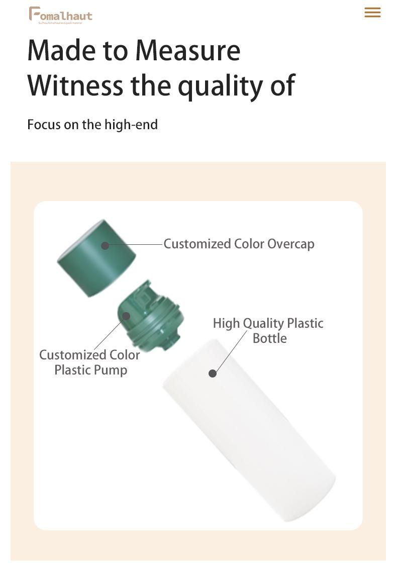 150ml Plastic White Airless Bottle with Green Lid Snap Type