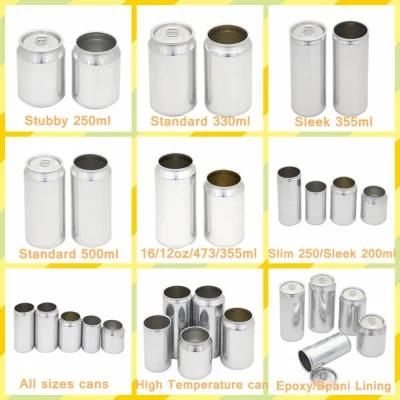 Sleek Standard Slim Stubby Easy Open Factory Outlet Empty Aluminum Customized Logo Aluminum Beer Beverage Packaging Can