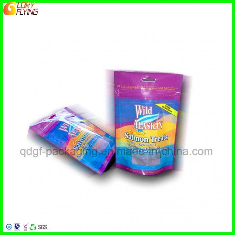 Dog Food Packaging with Zipper and Window Customized Plastic Bag with Design Printing