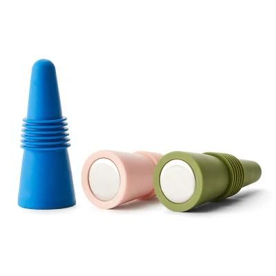 Wholesale Reusable Bottle Pourers Assorted Colors Silicone Wine and Beverage Bottle Stoppers for Keep The Wine Fresh