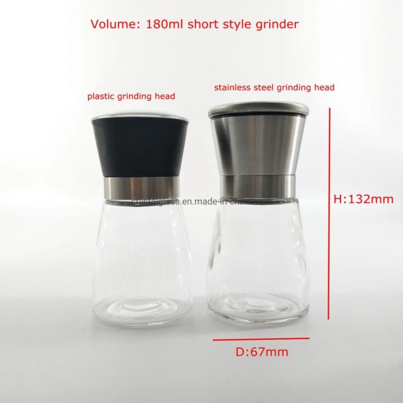 150ml Glass Ceramic Core Salt Pepper Milling with Plastic Cap