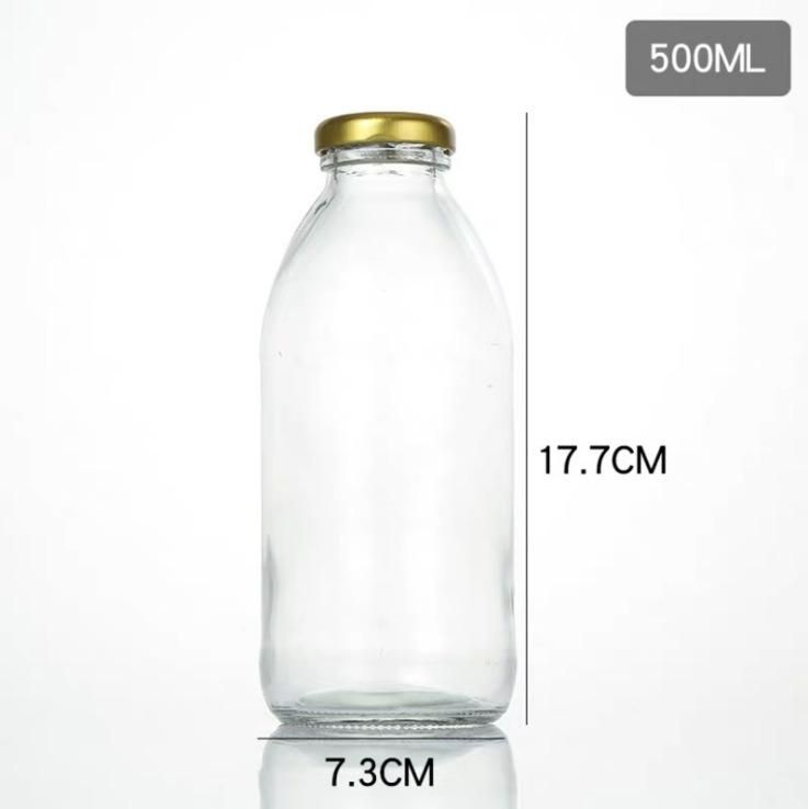 300ml 500ml Empty Clear Round Glass Cold Brew Coffee Juice Milk Tea Bottles with Metal Screw Caps