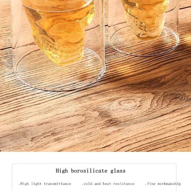 Heat Resisting Borosilicate Skeleton Shaped Double Wall Wine Whiskey Shot Glass Cup Decoration