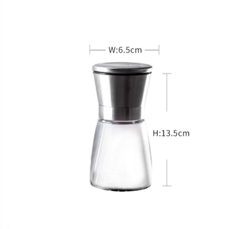 Custom 180ml Short Kitchen Salt Spice Bottle Glass Grinder Bottle with Manual Mills Cap