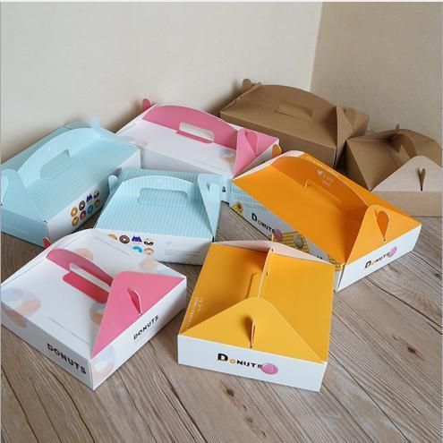 Wholesale Customized Color Printing Thickened 1/2/3/4/9 Single Donut Packaging Box Carton Disposable Blank Pastry Baking Packing