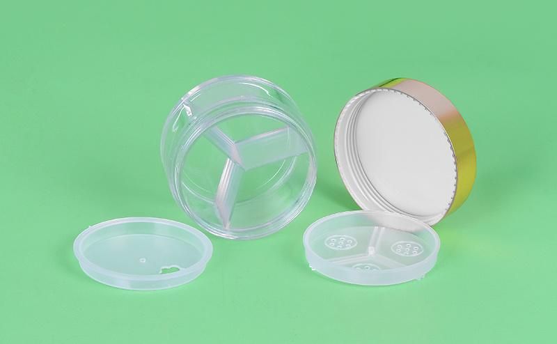 3 Well 3 Hole Empty Plastic Transparent Loose Powder Box for Loose Powder Acrylic Powder