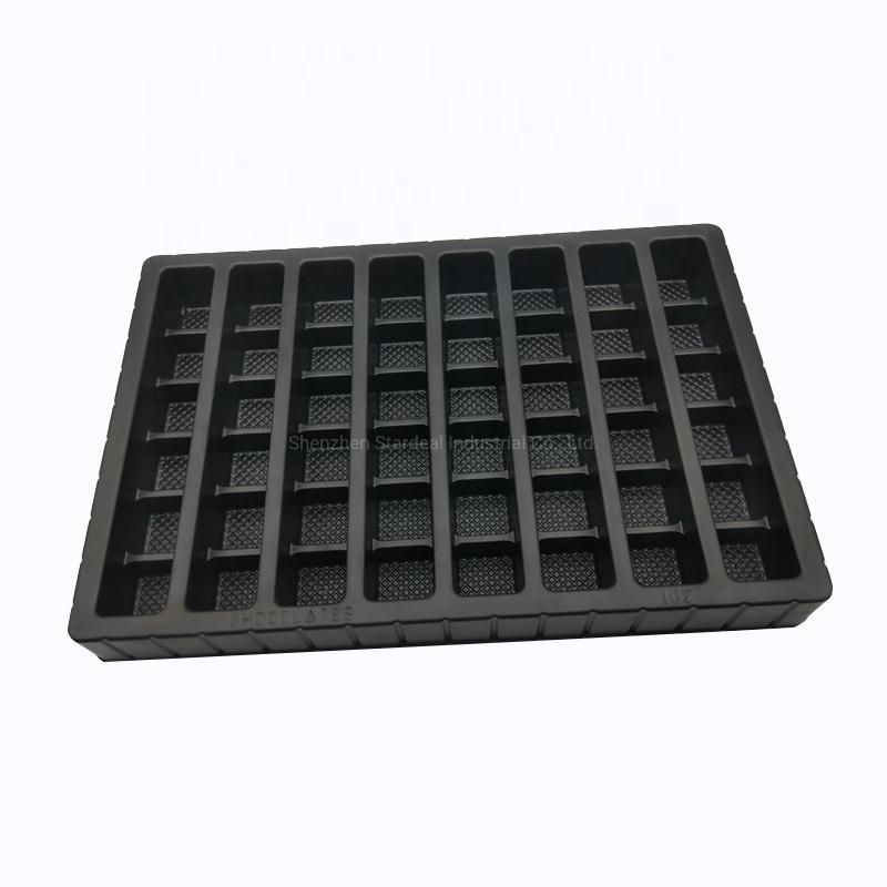 OEM Black PS Disposable Blister Plastic Chocolate Packaging Trays