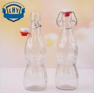 500ml New Card Button Lid Transparent Glass Beverage Bottle