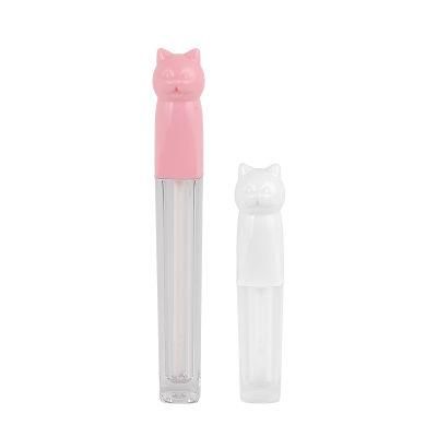 Popular Unique Pink White Lip Gloss Wand Tubes Cute Cat Shaped Empty Lipgloss Tube Packaging Private Label