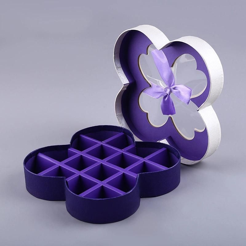 High Quality Luxury Heart Shape Window Chocolate Packaging Box Gift Box with Bowknot