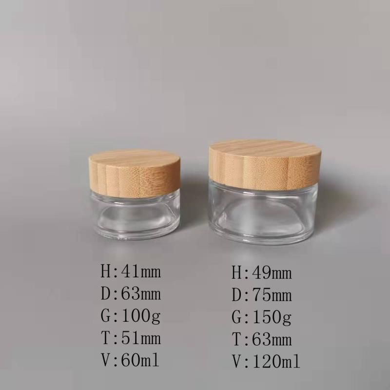 60g 120g Cream Bottle with Wooden Lid for Cosmetic Packaging