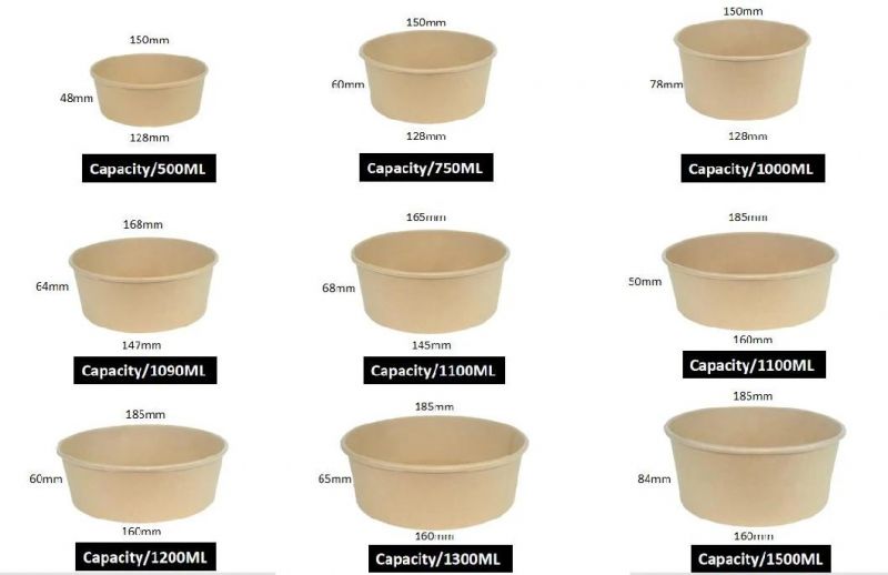 Disposable Kraft Paper Bowl for Fast Food Salad Bowl