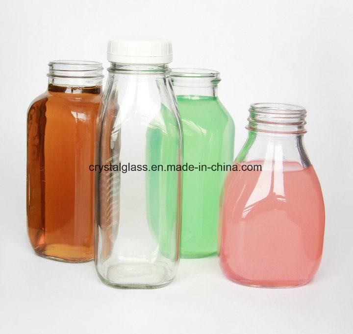 8 Oz 16 Oz 32 Oz Clear Square Juice Glass Bottles for Kombucha Tea Soft Smoothie