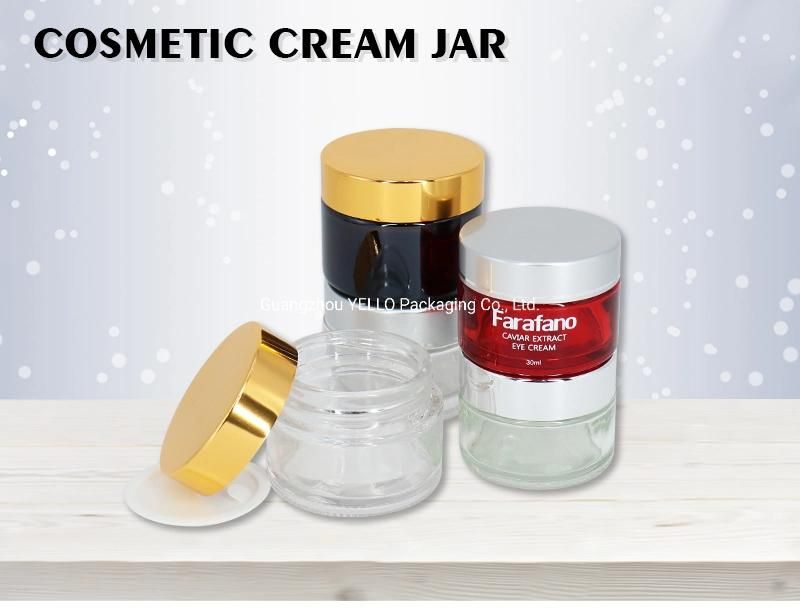 30gr 50gr Empty Cosmetic Glass Jars Logo OEM Customized Glass Cream Jar