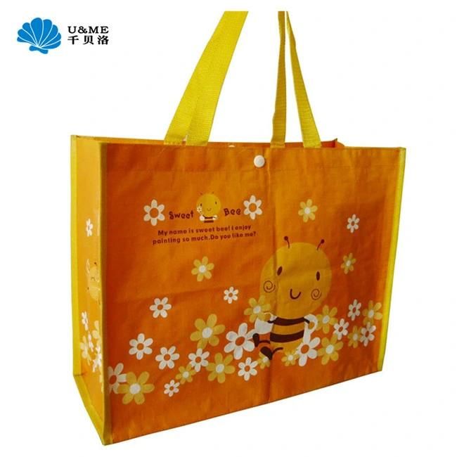 Plastic Custom PP Laminated Woven Shopping Bag with Button