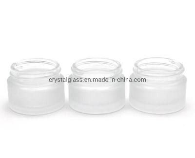 1oz 30ml Frosted Glass Cosmetic Cream Jar with Golden Lid