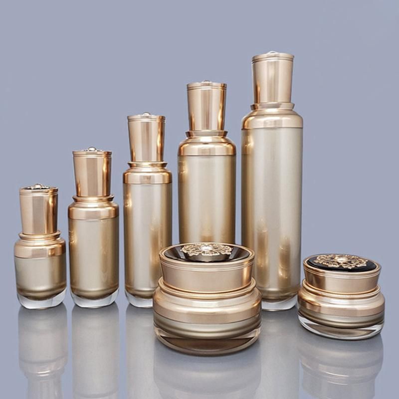 in Stock 15g 30g 50g Luxury Design Empty Cheap Plastic Cans Acrylic Jars Cosmetic Pot Packaging with Gold Lid