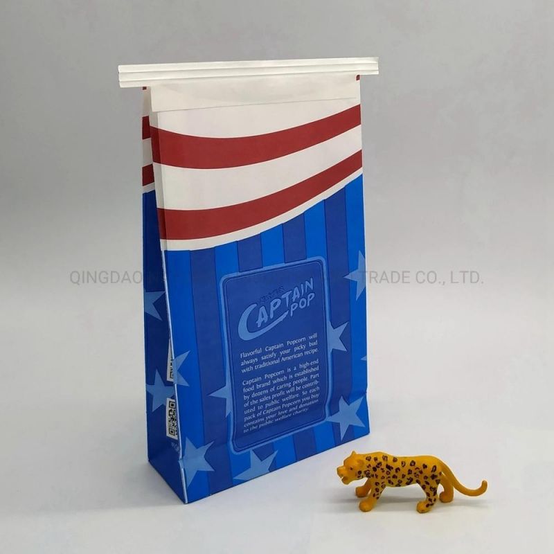 Kraft Paper Popcorn Bag Eco-Friendly Paper Bag with Window and Tin