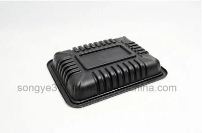 Black PP Plastic Food Tray Supermarket Vegetable Fruit Tray Suction Plastic Tray