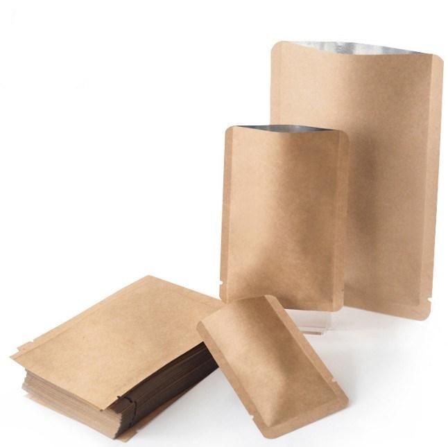 Three Side Sealing Aluminum Foil Laminated Brown Kraft Paper Bag