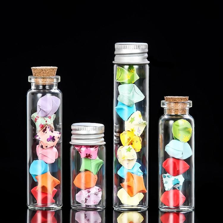 Home Decoration 5ml 10ml 15ml 20ml 30ml Mini Wishes Tube Wooden Cap Small Glass Vials