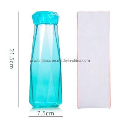 Wholesale 500ml Diamond Shape Glass Water Bottles with Plastic Cap