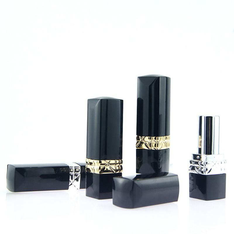 in Stock Ready to Ship High Class Black Square Empty Design High Quality Lip Stick Tubes for Makeup Packaging