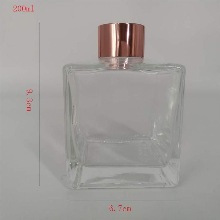 High Quality Clear Empty Aroma Reed Diffuser 200ml Diffuser Square Glass Bottle