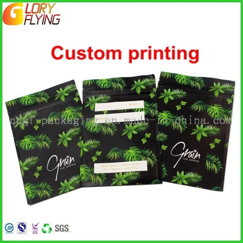 Smell Proof Mylar Plastic Zip Lock Packaging Bag for Tobacco Packing