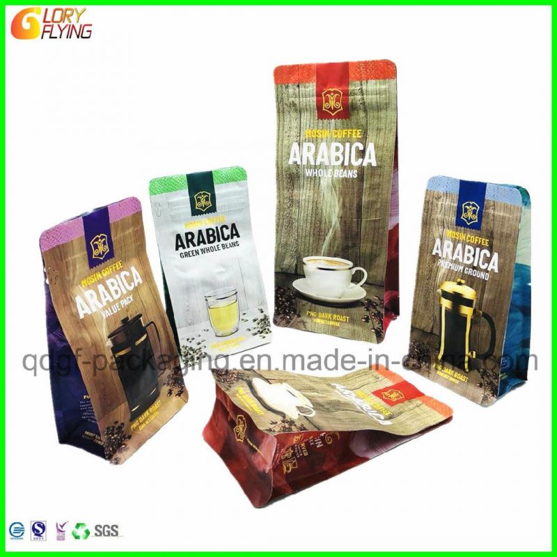 Four-Side Seal Plastic Bag for Packing Coffee with Valve