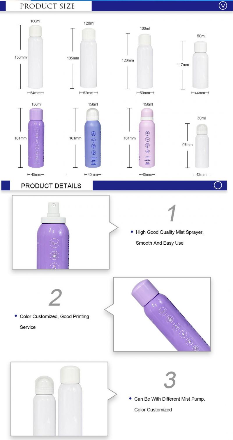 Hot Sale OEM/ODM China Wholesale Colorful Sustainable 150ml Cosmetic Spray Packaging Bottles