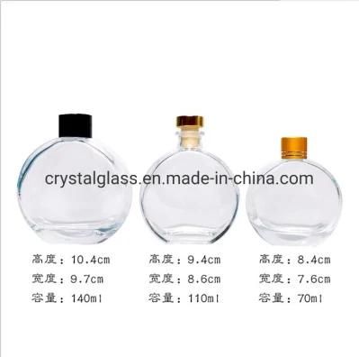 OEM Flat Round Glass Diffuser Dispenser Bottle with Screw Top