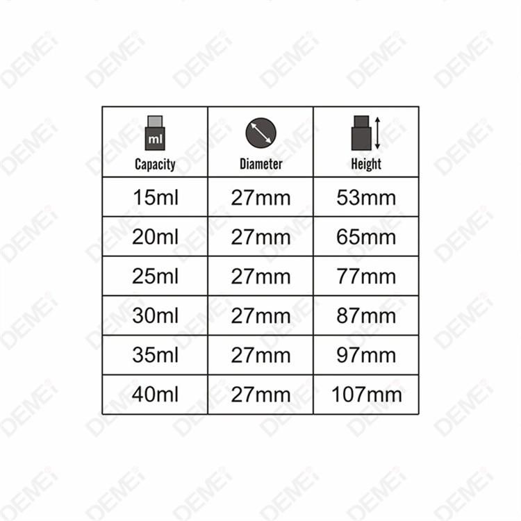 10ml-40ml Wholesale Cosmetic Packaging Stright Round Clear and Amber Serum Essential Oil Tube Glass Bottle with Gold Aluminum Press Button Dropper Cap