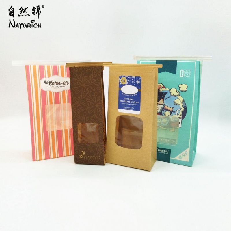 Food Packaging Bag Square Bottom Kraft Paper Pouches Food Bag