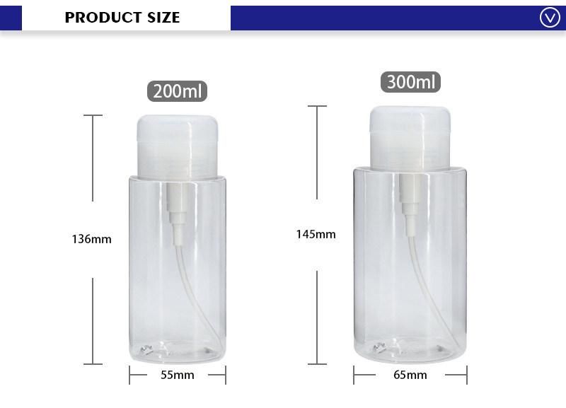 200ml Clear Cosmetic Bottle Container for Makeup or Nail Polish Remover