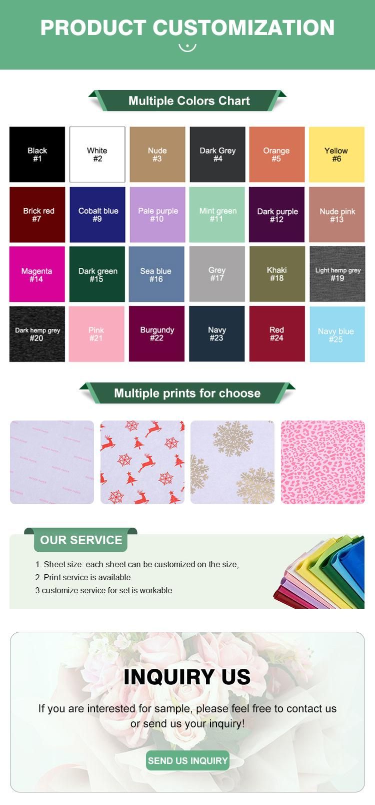 Wholesale 17GSM Mg Mf Wrappping Tissue Paper Colored Packaging Paper