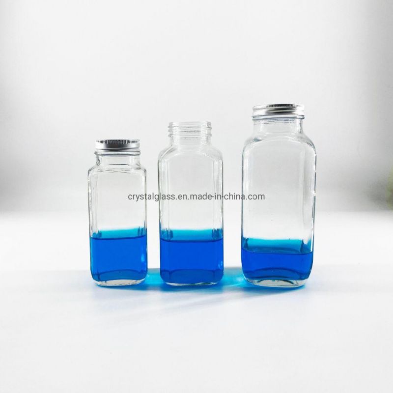 Wholesale Square 350ml 500ml Juice Bottle Cold Pressed Beverage Bottle Milk Bottle with Lid