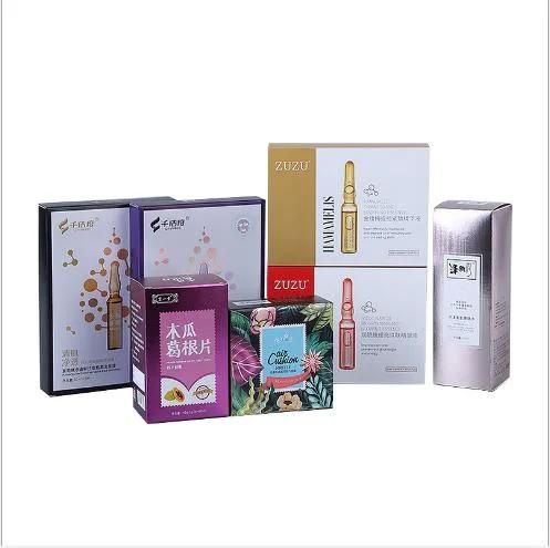 Wholesale Customized UV Color Printing Loge Cosmetic Perfume Lipstick Mask Cream Packaging ODM Single Laser Bronzing Matte Gold Cardboard Folding Box