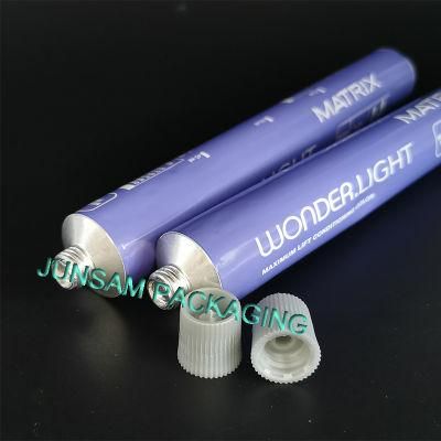 Glossy Printing Customized Aluminum Empty Tube Container Hair Coloring Packaging Open Orifice Octagonal Cap