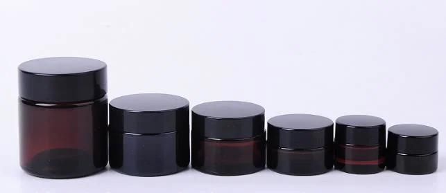 Amber Glass Round Cosmetic Cream Jars 20ml 30ml 50ml