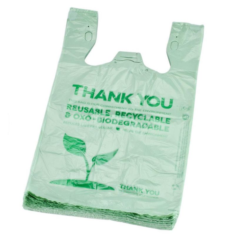 Customized Black Recyclable Plastic T-Shirt Vest Bag