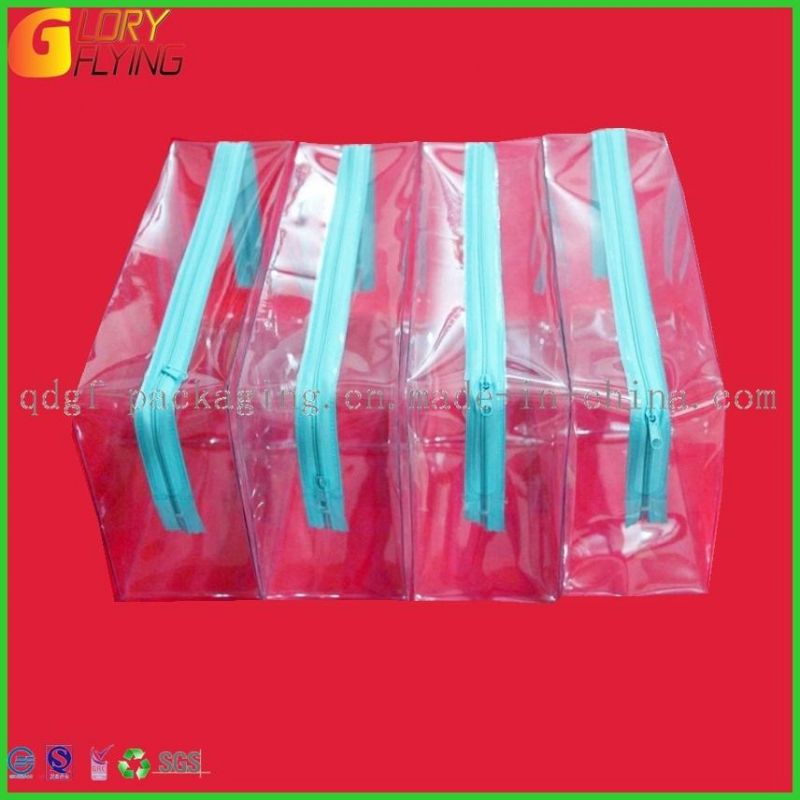 PVC Handbags Ladies Travel Bag with Nylon Zipper/Plastic Bag