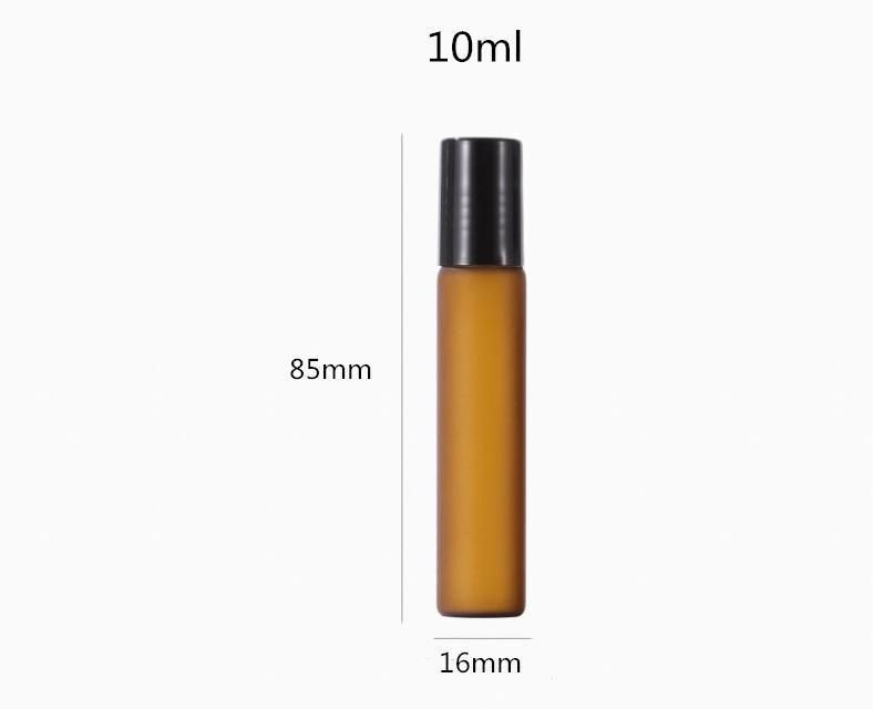 3ml 5ml 10ml Amber Glass Roll-on Bottle Essential Oil Bottles with Stainless Steel Roller Ball and Black Plastic Cap