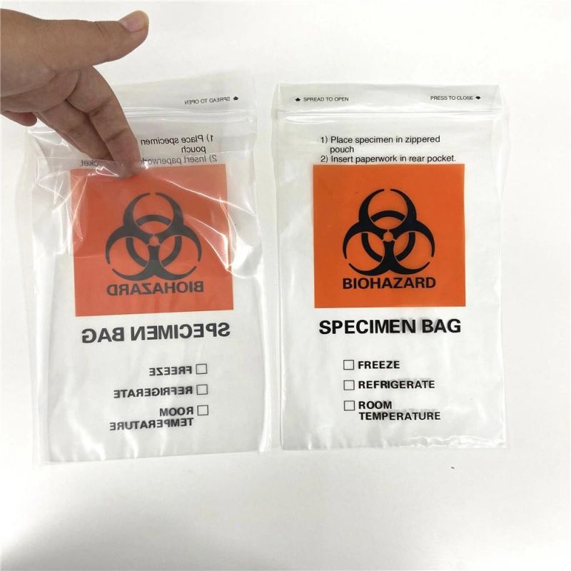 Lab 6" X 9" Specimen Transport Biohazard Bag for 3 Walls or 4 Walls