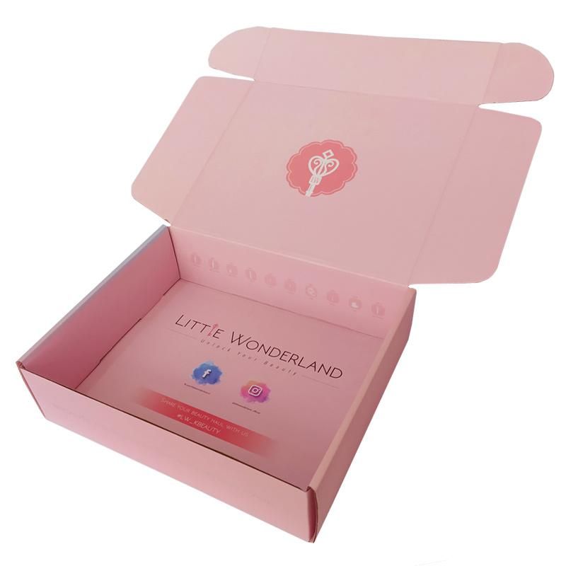 Custom Luxury Gift Box Double-Sided Logo Printed E-Flute Folded Corrugated Mailer Shipping Box for Clothes Shoes Cosmetic Perfume Gift Packaging
