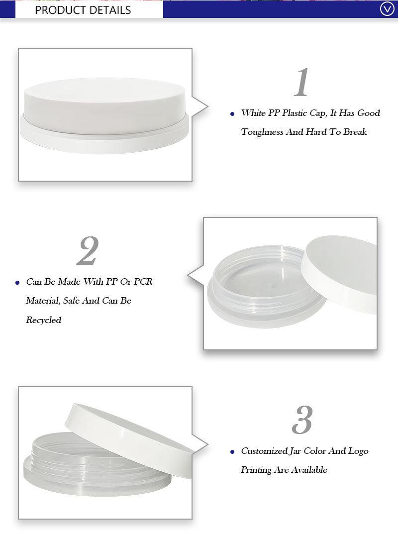 Best Selling White Flat Shape Skincare Packaging PP or PCR Cosmetic Plastic Cream Jar