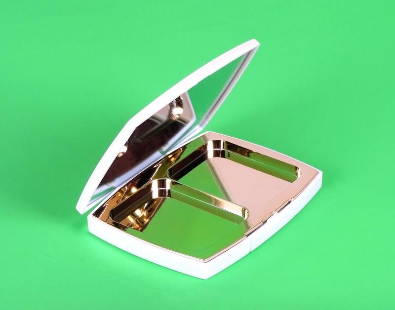 Popular Square Shape 2 Hole Plastic Empty Compact Eyebrow Care Compact Packaging with Mirror