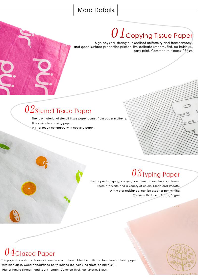 Clothing Pink Logo 17GSM White Custom Tissue Wrapping Paper