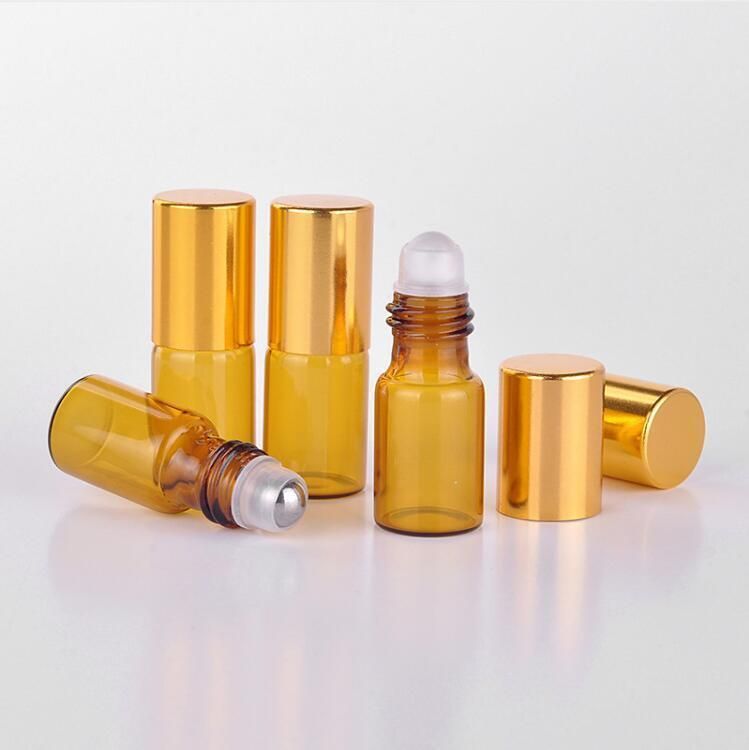 3ml Amber Deodorant Roll on Roller Glass Bottle for Essential Oils Refillable Perfume Bottle Tubular Roll on Bottle