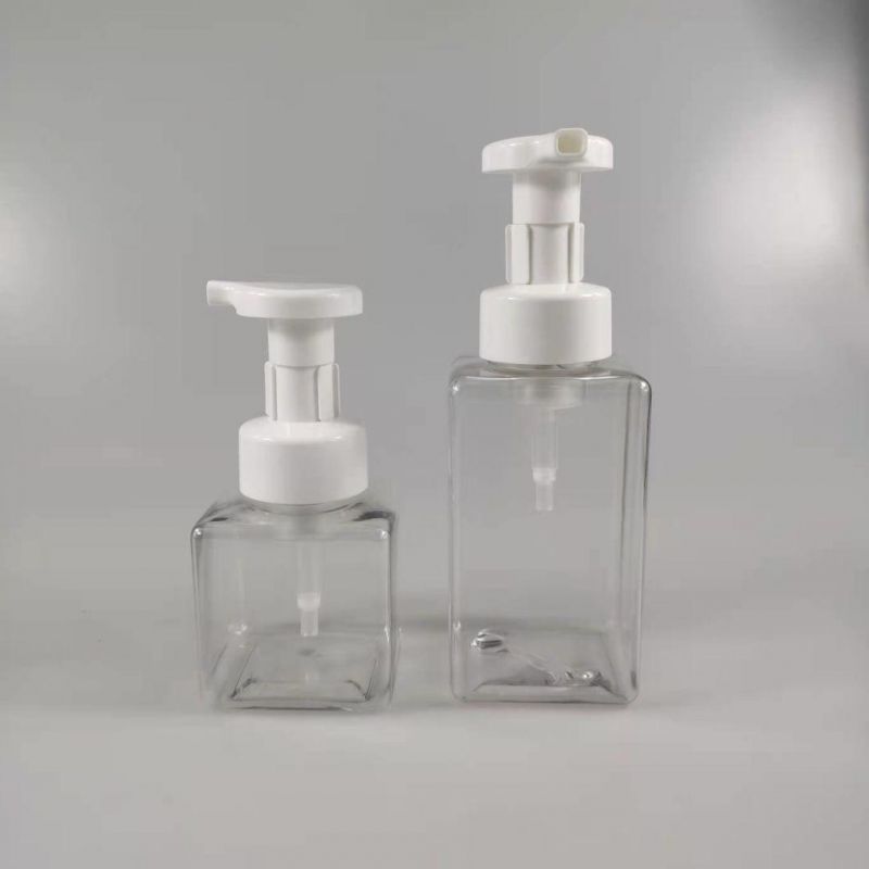 Customized 250ml 450ml Square PETG Pet Plastic Liquid Foam Soap Dispenser Bottle in Bathroom with Pump